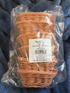 Tan Woven Plastic Basket Set of 6